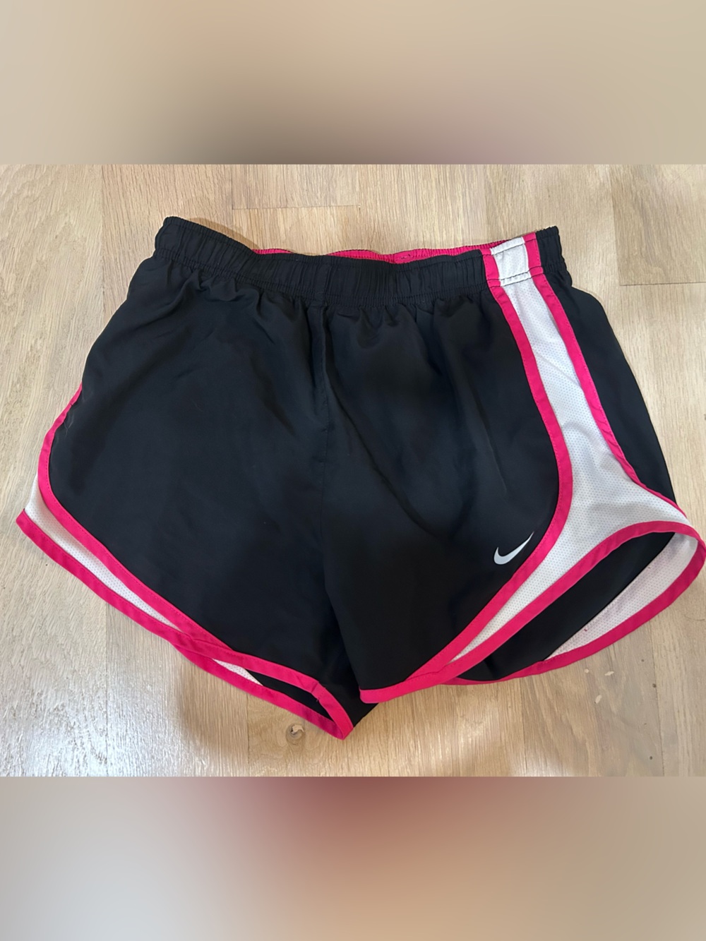 Nike Women’s Black Athletic Shorts with Pink & White Trim